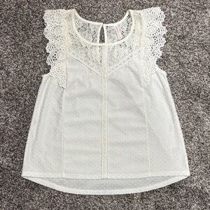 Xhilaration White Lace Detail Blouse
